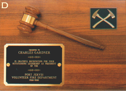 Fireman plaque with gavel